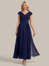 Load image into Gallery viewer, Navy Blue | B2B-Exclusive Plus Size Deep V-Neck Cap Sleeve Chiffon A-Line Mother of the Bride Dresses-Navy Blue