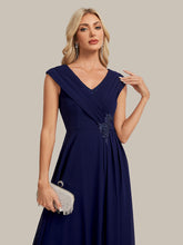 Load image into Gallery viewer, Navy Blue | B2B-Exclusive Plus Size Deep V-Neck Cap Sleeve Chiffon A-Line Mother of the Bride Dresses-Navy Blue