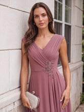 Load image into Gallery viewer, Purple Orchid | B2B-Exclusive Plus Size Deep V-Neck Cap Sleeve Chiffon A-Line Mother of the Bride Dresses-Purple Orchid