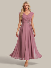 Load image into Gallery viewer, Purple Orchid | B2B-Exclusive Plus Size Deep V-Neck Cap Sleeve Chiffon A-Line Mother of the Bride Dresses-Purple Orchid