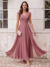 Load image into Gallery viewer, Purple Orchid | B2B-Exclusive Plus Size Deep V-Neck Cap Sleeve Chiffon A-Line Mother of the Bride Dresses-Purple Orchid