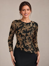 Load image into Gallery viewer, Black Gold | B2B-Exclusive Plus Size Long Sleeve Sequin Bodycon Mother of the Bride Dresses-Black Gold