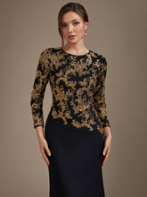 Load image into Gallery viewer, Black Gold | B2B-Exclusive Plus Size Long Sleeve Sequin Bodycon Mother of the Bride Dresses-Black Gold