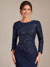 Load image into Gallery viewer, Navy Blue | B2B-Exclusive Plus Size Long Sleeve Sequin Bodycon Mother of the Bride Dresses-Navy Blue