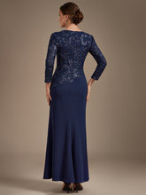 Load image into Gallery viewer, Navy Blue | B2B-Exclusive Plus Size Long Sleeve Sequin Bodycon Mother of the Bride Dresses-Navy Blue