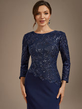 Load image into Gallery viewer, Navy Blue | B2B-Exclusive Plus Size Long Sleeve Sequin Bodycon Mother of the Bride Dresses-Navy Blue