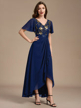 Load image into Gallery viewer, Navy Blue | Sequined Ruffle Sleeve Chiffon Mother of the Bride Dress-Navy Blue