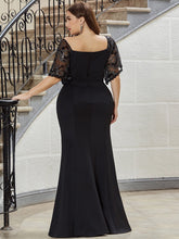 Load image into Gallery viewer, Color=Black | Sexy Maxi V Neck Wholesale Party Dress With Flare Sleeves-Black 6