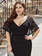 Load image into Gallery viewer, Color=Black | Sexy Maxi V Neck Wholesale Party Dress With Flare Sleeves-Black 7