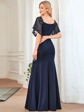 Load image into Gallery viewer, Color=Navy Blue | Sexy Maxi V Neck Wholesale Party Dress With Flare Sleeves-Navy Blue 2