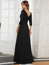 Load image into Gallery viewer, Sexy V Neck A-Line Sequin Wholesale Evening Dresses With 3/4 Sleeve