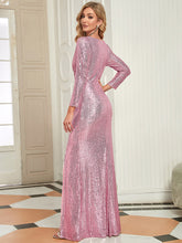 Load image into Gallery viewer, Color=Orchid | Long Sleeve Shiny Prom Dresses With Side Split Ep00824-Orchid 2