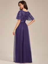 Load image into Gallery viewer, Sequin Print Floor-length Evening Dresses with Cap Sleeve