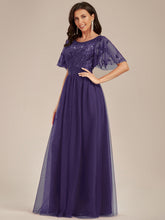 Load image into Gallery viewer, Sequin Print Floor-length Evening Dresses with Cap Sleeve