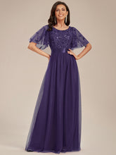 Load image into Gallery viewer, Sequin Print Floor-length Evening Dresses with Cap Sleeve