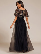 Load image into Gallery viewer, Sequin Print Floor-length Evening Dresses with Cap Sleeve