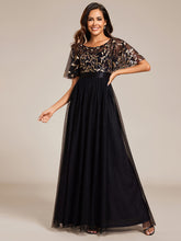 Load image into Gallery viewer, Sequin Print Floor-length Evening Dresses with Cap Sleeve