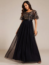 Load image into Gallery viewer, Sequin Print Floor-length Evening Dresses with Cap Sleeve