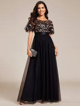 Load image into Gallery viewer, Sequin Print Floor-length Evening Dresses with Cap Sleeve