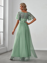 Load image into Gallery viewer, Sequin Print Floor-length Evening Dresses with Cap Sleeve