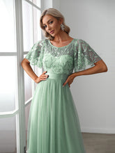 Load image into Gallery viewer, Sequin Print Floor-length Evening Dresses with Cap Sleeve