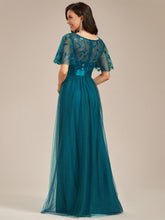 Load image into Gallery viewer, Sequin Print Floor-length Evening Dresses with Cap Sleeve