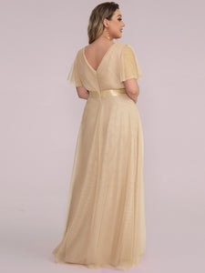 Color=Charcoal | Women's V-Neck A-Line Floor-Length Wholesale Bridesmaid Dresses-Charcoal 56