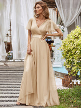 Load image into Gallery viewer, Color=Charcoal | Women&#39;s V-Neck A-Line Floor-Length Wholesale Bridesmaid Dresses-Charcoal 51