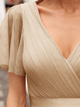 Load image into Gallery viewer, Color=Charcoal | Women&#39;s V-Neck A-Line Floor-Length Wholesale Bridesmaid Dresses-Charcoal 49