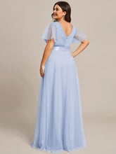 Load image into Gallery viewer, Color=Ice Blue | Women&#39;s V-Neck A-Line Floor-Length Wholesale Bridesmaid Dresses-Ice Blue 62