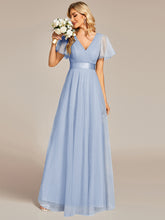 Load image into Gallery viewer, Color=Ice Blue | Women&#39;s V-Neck A-Line Floor-Length Wholesale Bridesmaid Dresses-Ice Blue 55