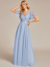 Load image into Gallery viewer, Color=Ice Blue | Women&#39;s V-Neck A-Line Floor-Length Wholesale Bridesmaid Dresses-Ice Blue 56