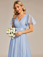 Load image into Gallery viewer, Color=Ice Blue | Women&#39;s V-Neck A-Line Floor-Length Wholesale Bridesmaid Dresses-Ice Blue 54