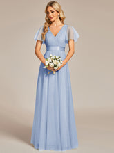 Load image into Gallery viewer, Color=Ice Blue | Women&#39;s V-Neck A-Line Floor-Length Wholesale Bridesmaid Dresses-Ice Blue 52