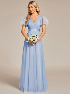Color=Ice Blue | Women's V-Neck A-Line Floor-Length Wholesale Bridesmaid Dresses-Ice Blue 52