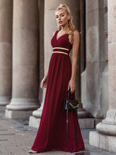 Load image into Gallery viewer, Color=Burgundy | Sleeveless Floor Length V Neck Wholesale Bridesmaid dresses-Burgundy 1