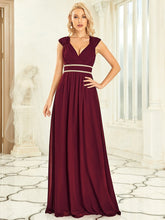 Load image into Gallery viewer, Color=Burgundy | Sleeveless Floor Length V Neck Wholesale Bridesmaid dresses-Burgundy 5