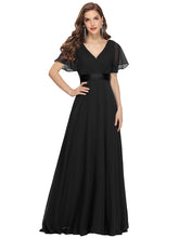 Load image into Gallery viewer, Color=BK | Glamorous Double V-Neck Ruffles Padded Plus Size Evening Dresses EP09890 7