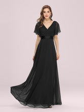 Load image into Gallery viewer, Color=BK | Glamorous Double V-Neck Ruffles Padded Plus Size Evening Dresses EP09890 10