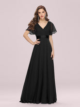 Load image into Gallery viewer, Color=BK | Glamorous Double V-Neck Ruffles Padded Plus Size Evening Dresses EP09890 6