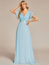 Load image into Gallery viewer, Simple Empire Waist Flowing Sleeves Evening Dress #Sky Blue