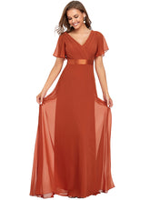 Load image into Gallery viewer, Simple Empire Waist Flowing Sleeves Evening Dress #Burnt Orange
