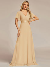 Load image into Gallery viewer, Color=CH | Glamorous Double V-Neck Ruffles Padded Plus Size Evening Dresses EP09890 14