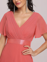 Load image into Gallery viewer, Simple Empire Waist Flowing Sleeves Evening Dress #Coral