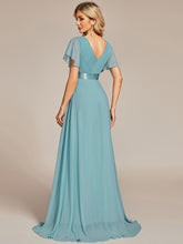 Load image into Gallery viewer, Color=DB | Glamorous Double V-Neck Ruffles Padded Plus Size Evening Dresses EP09890 22