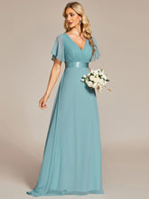 Load image into Gallery viewer, Color=DB | Glamorous Double V-Neck Ruffles Padded Plus Size Evening Dresses EP09890 24