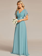 Load image into Gallery viewer, Color=DB | Glamorous Double V-Neck Ruffles Padded Plus Size Evening Dresses EP09890 25