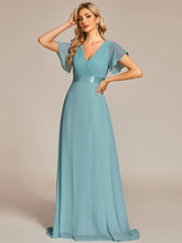 Load image into Gallery viewer, Color=DB | Glamorous Double V-Neck Ruffles Padded Plus Size Evening Dresses EP09890 21