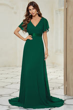 Load image into Gallery viewer, Color=DG | Glamorous Double V-Neck Ruffles Padded Plus Size Evening Dresses EP09890 28