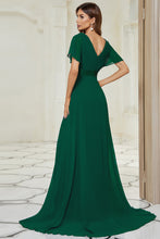 Load image into Gallery viewer, Color=DG | Glamorous Double V-Neck Ruffles Padded Plus Size Evening Dresses EP09890 30
